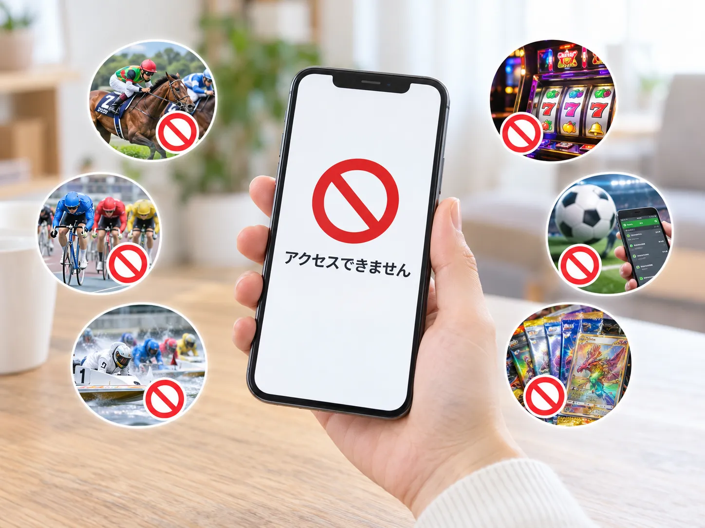 ギャンブルサイトやアプリへのアクセスをスマホからブロックするイメージ